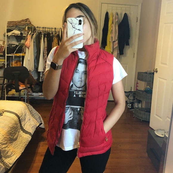 Michael Kors Other - Michael Kors Women’s Red Puffer  Zip Up Vest